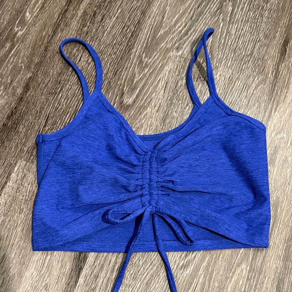 Beyond Yoga Royal Blue Ruched Crop Top